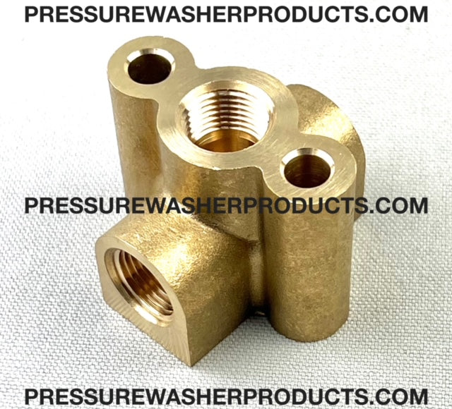 3 Way 3/8" FPT Bolt Down Unloader Block 4000 PSI