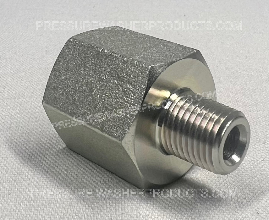 Adaptador macho FPT de 1/2" x MPT de 3/8" de acero, 5000 PSI