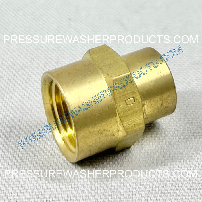 BRASS HEX COUPLER 3/8" FPT X 1/4" FPT LOW PRESSURE