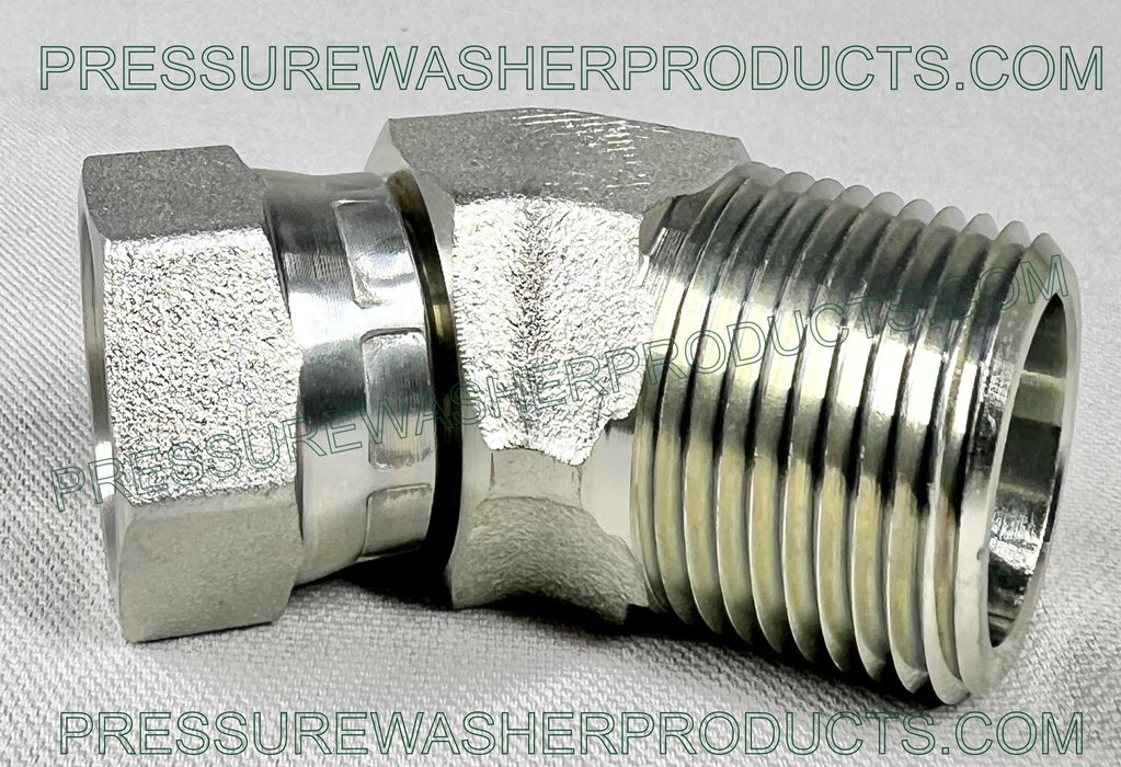 3/4" Swivel FPT x 1” MPT 45 Degree Street Elbow Steel 4000 PSI High or Low Pressure