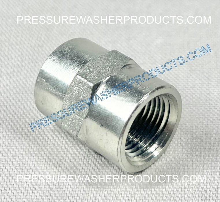STEEL HEX COUPLER 3/8" FPT x 1/4" FPT 5000 PSI