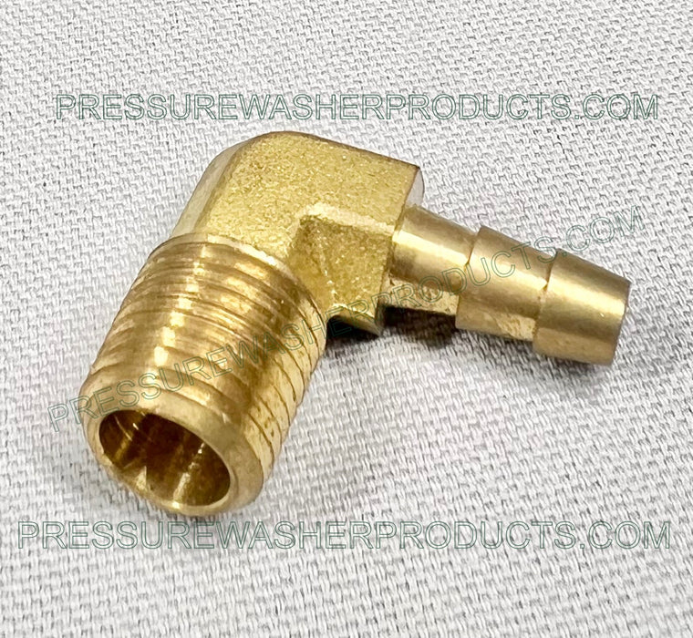 1/4" Hose Barb x 1/4" MPT Elbow Brass