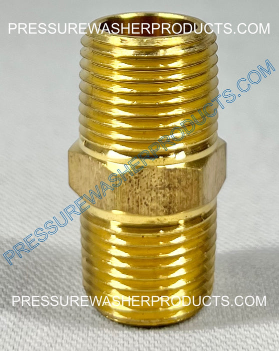 BRASS 3/8" MPT HEX NIPPLE - LOW PRESSURE