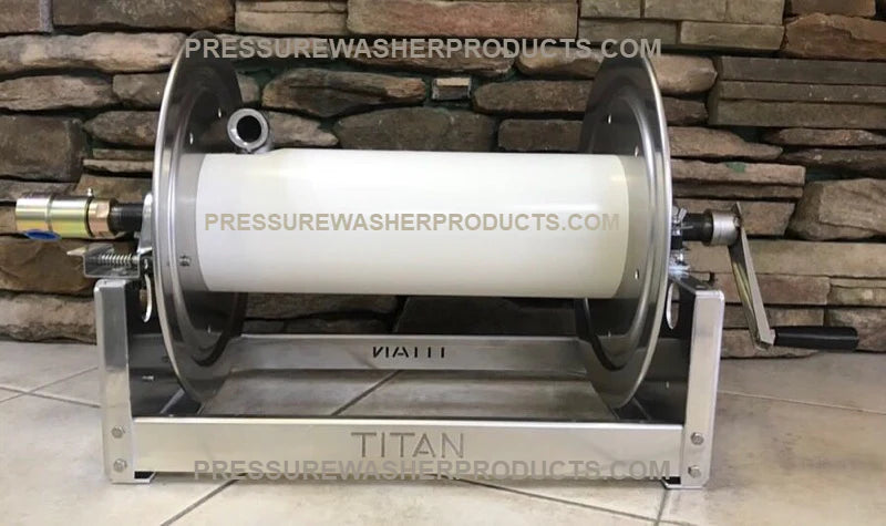 4028-6 Titan Aluminum 28" Full Frame Water Hose Reel 1" Steel Manifold