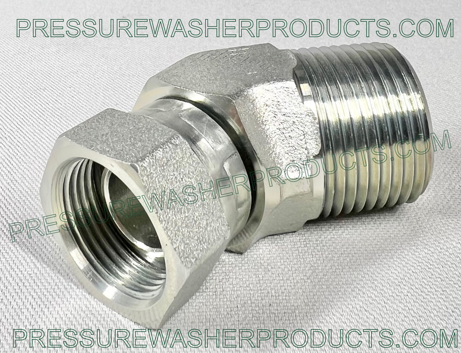 3/4" Swivel FPT x 1” MPT 45 Degree Street Elbow Steel 4000 PSI High or Low Pressure