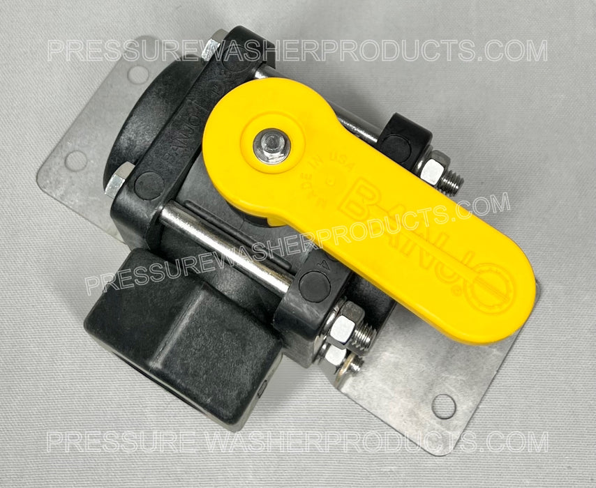 1" FPT 3 Way Side Load Banjo Polypropylene Ball Valve with 2 Mounts Included