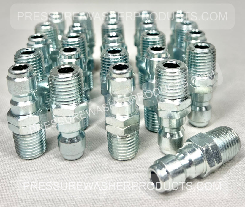 25 Pack Quick Connect Male Plug 1/4" MNPT Steel Plated
