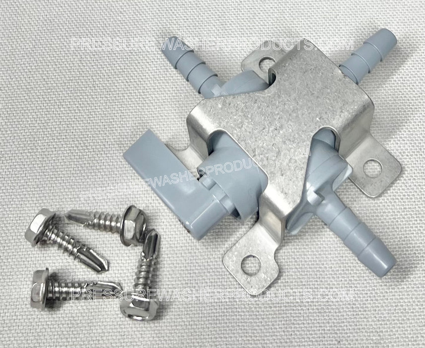 Stainless Steel Mount for 3 Way Ball Valve 1/4" Hose Barb Ends with Stainless Self Tapping Screws