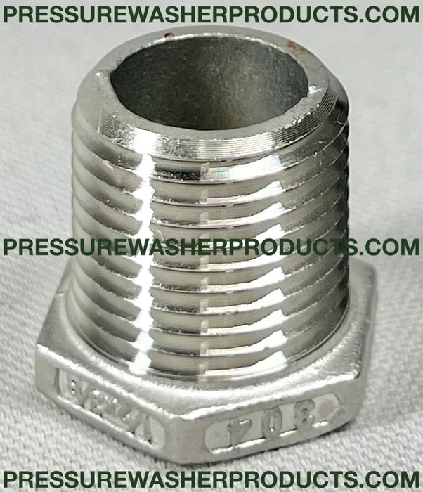 1/2" MPT x 3/8" FPT Reducing Bushing Stainless Steel