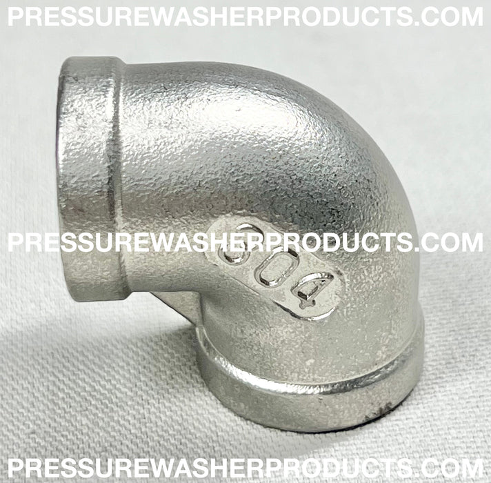 New 2 Inch 90 Degree Elbow Fitting - 304 Stainless Steel, Female NPT Threads, Class 150, Unbranded (MPN: SSELB90200X)