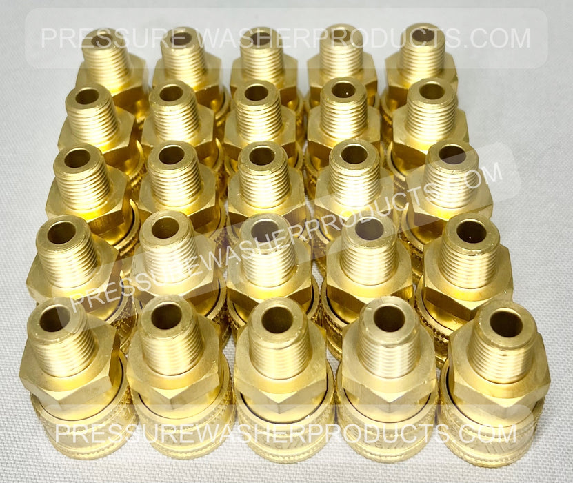 25 Pack 1/4" MPT Male Sockets Brass Quick Connect Couplers