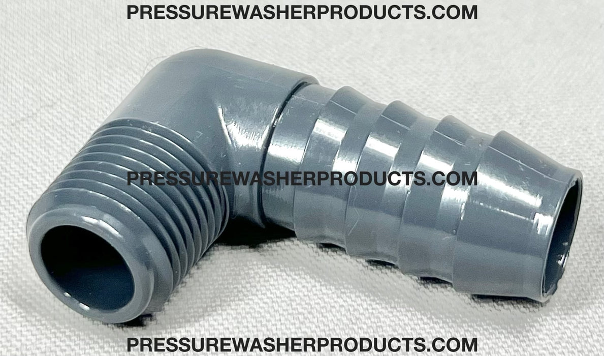 3/4" Hose Barb x 1/2" MPT Male Pipe Thread Elbow SCH 80 PVC