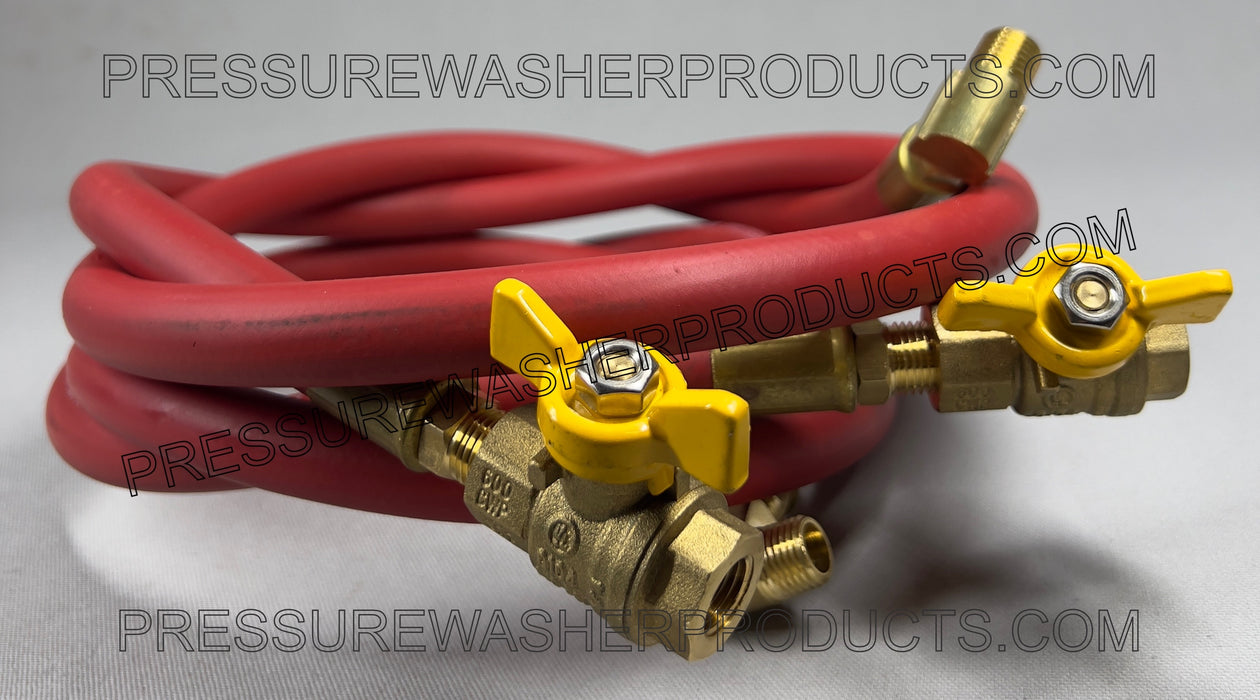 Air Compressor Drain Hose Kit w/ Ball Valves:  Fits 1/4" FPT Ports