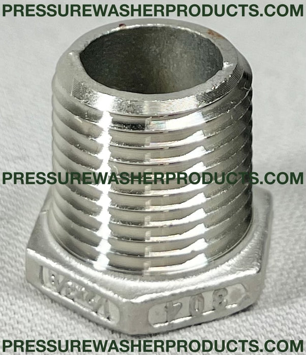 304 STAINLESS STEEL HEX BUSHING 3/8" MPT X 1/4" FPT 150#