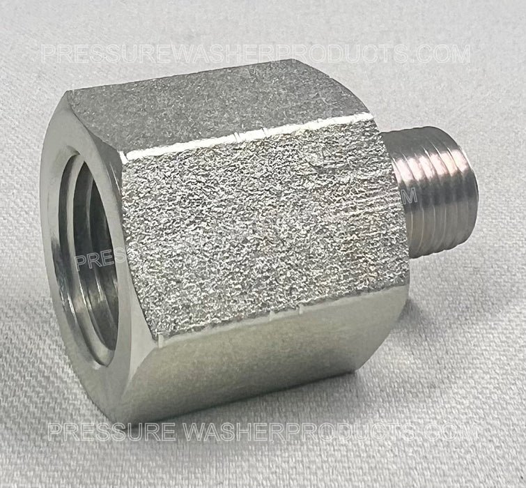Adaptador macho FPT de 1/2" x MPT de 3/8" de acero, 5000 PSI