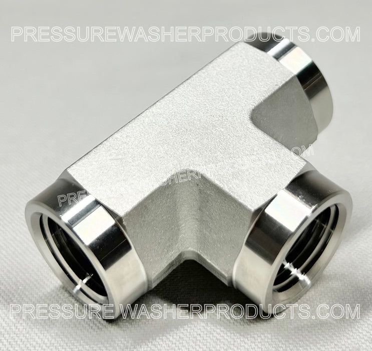 Conexión en T de acero de 1/2" FPT x 1/2" FPT x 1/2" FPT, 5000 PSI