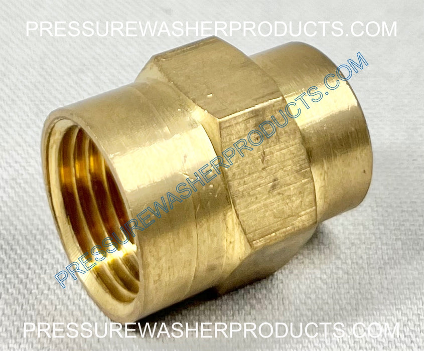 BRASS HEX COUPLER 1/2" FPT X 3/8" FPT LOW PRESSURE