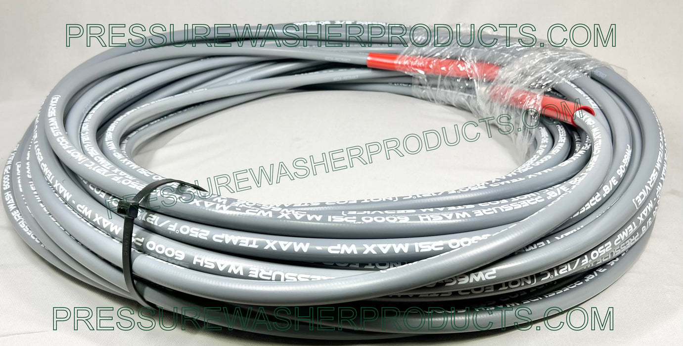3/8" ID x 200' 6000 psi Smooth Cover R2 2 Wire Braid Grey Pressure Wash Hose
