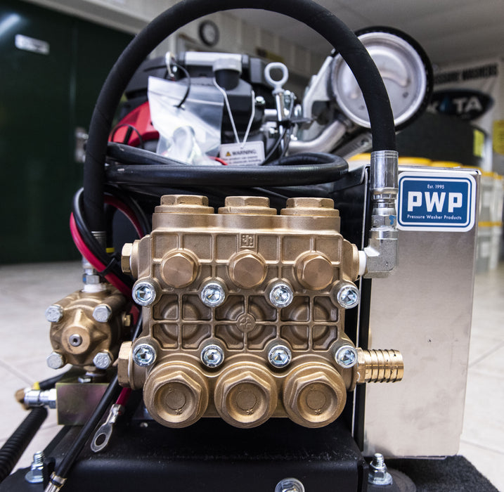 8 gpm 3500 psi K7.3 Skid Cold Pressure Washer Honda Muffler Accessories Included No Fuel Tank / Battery