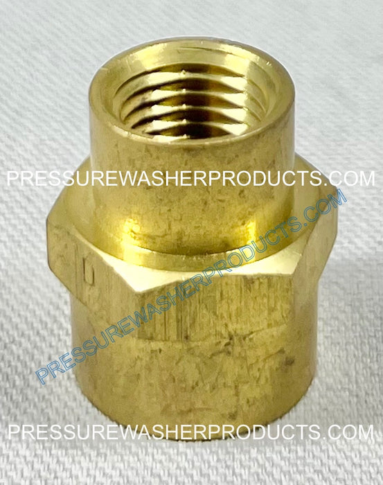 BRASS HEX COUPLER 3/8" FPT X 1/4" FPT LOW PRESSURE