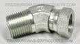 Codo giratorio de acero de 1/2" MPT x 3/8" FNPT de 45 grados para uso a alta presión 