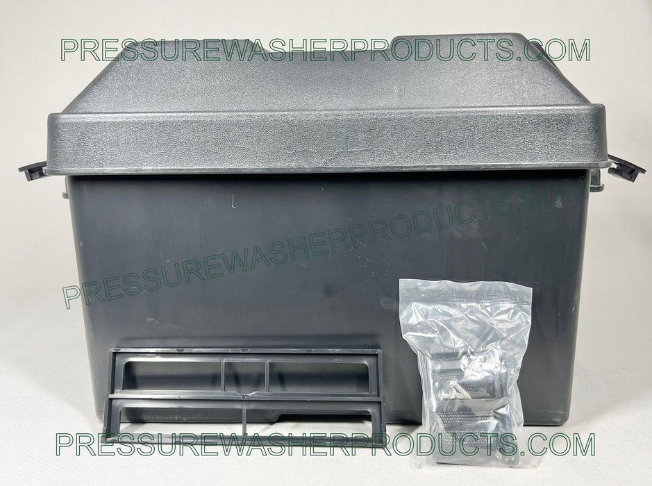 Caja de batería grande. Compatible con baterías del grupo 27/31, herrajes y correa.