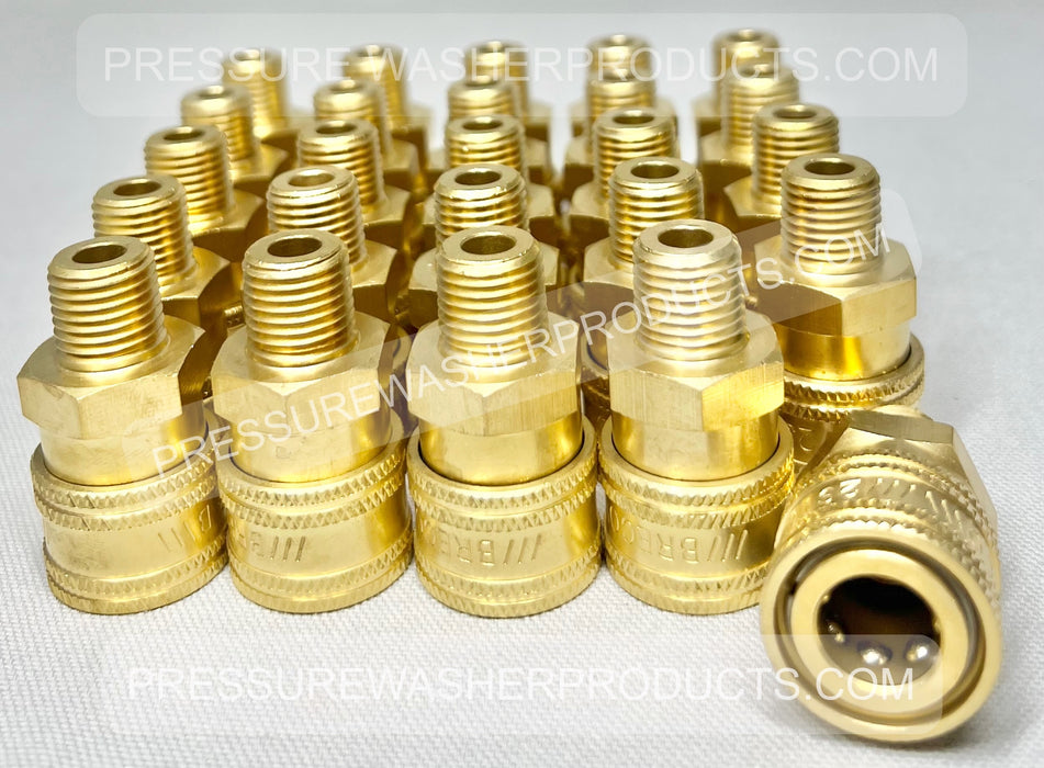 25 Pack 1/4" MPT Male Sockets Brass Quick Connect Couplers