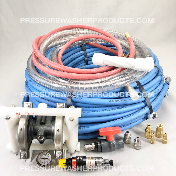 3/8" All-Flo Softwash Kit:  300' 1/2" Blue Flex Tech RT Regulator, JROD, Air Hose