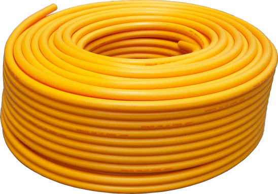 1/2" ID x 200' Spiralite 310 Yellow AG Softwash Chemical Hose 1/2" MPT 316 Stainless Steel Crimped Ends