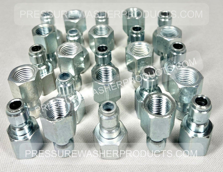 25 Pack Quick Connect Female Plug 1/4" FNPT Steel Plated