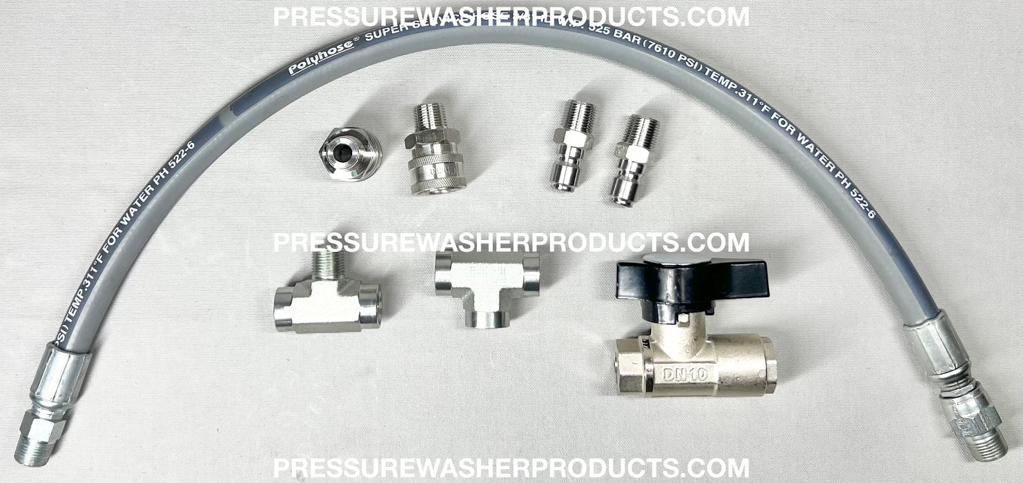 3/8" Chemical Injector Bypass Hose Kit w/ Stainless Quick Connects DN10