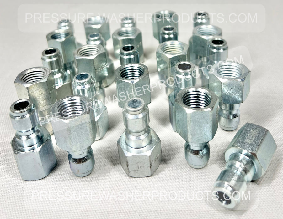25 Pack Quick Connect Female Plug 1/4" FNPT Steel Plated