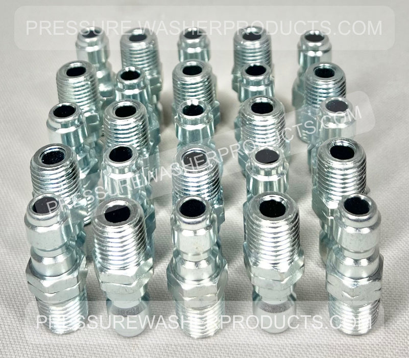25 Pack Quick Connect Male Plug 1/4" MNPT Steel Plated