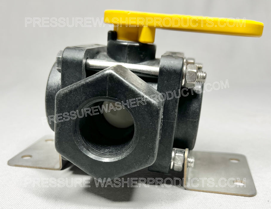 1" FPT 3 Way Side Load Banjo Polypropylene Ball Valve with 2 Mounts Included