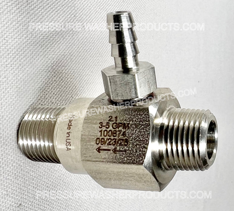 3 - 5 GPM 2.1 Stainless Steel High Draw Fixed Chemical Injector General Pump 3/8" MPT 100874