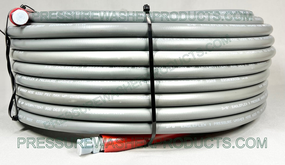 3/8" ID x 150' 6000 psi Smooth Cover R2 2 Wire Braid Non-Marking Grey Pressure Wash Hose