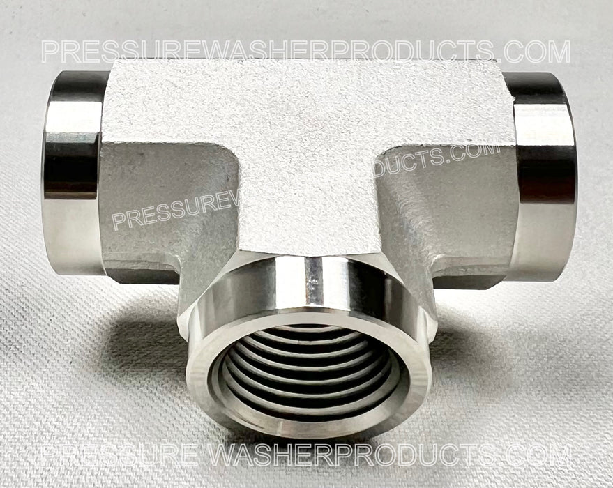Conexión en T de acero de 1/2" FPT x 1/2" FPT x 1/2" FPT, 5000 PSI