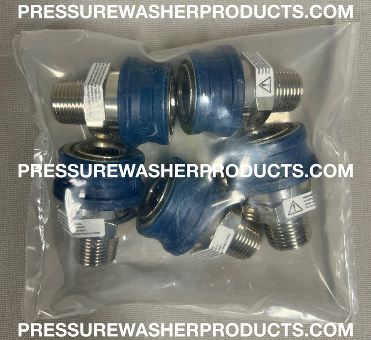 5 Pack 3/8" MPT Male Socket Insulated Blue Coupler Quick Connects