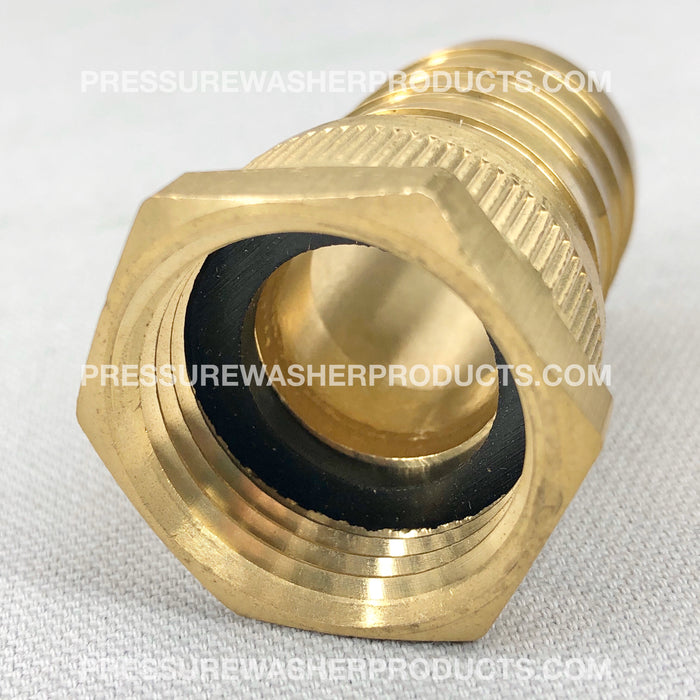 1" Hose Barb x 3/4" Female Garden Hose Thread Heavy Duty Brass