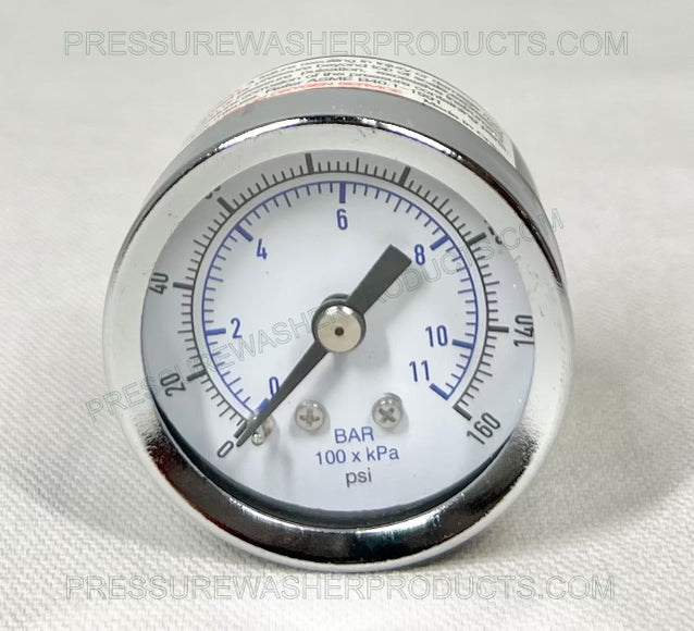 0 - 160 PSI Gauge Dry Stainless Steel 1.5" Face 1/8" MPT Back Mount