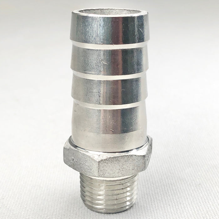 1" HOSE BARB X 1/2" MPT MALE PIPE THREAD STAINLESS STEEL