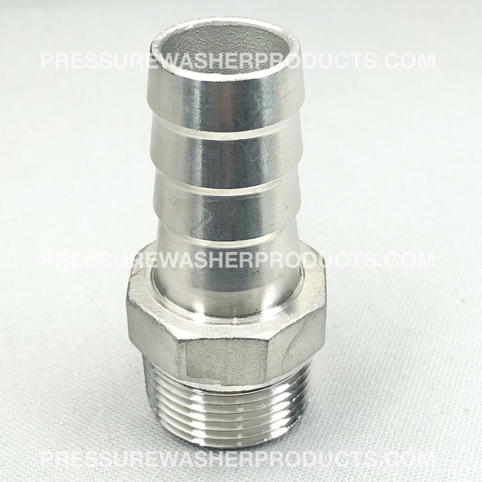1" HOSE BARB X 1" MPT MALE PIPE THREAD STAINLESS STEEL