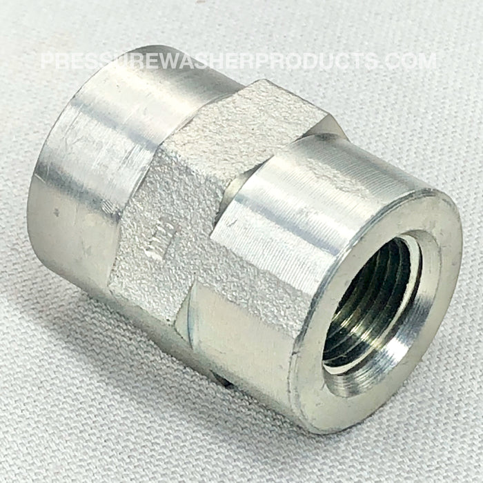 STEEL HEX COUPLER 1/2" FPT x 3/8" FPT 5000 PSI