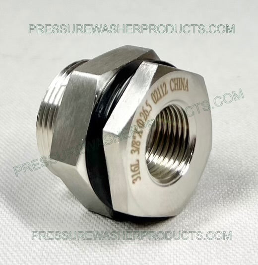 3/8" or 1/2" FPT Bulkhead 316 Stainless Steel